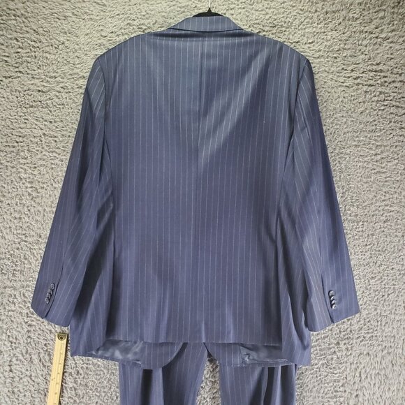 Jos. A. Bank Suit Mens 48R 43x28 Navy Blue Pinstriped Wool Reserve Two Piece - Picture 11 of 16